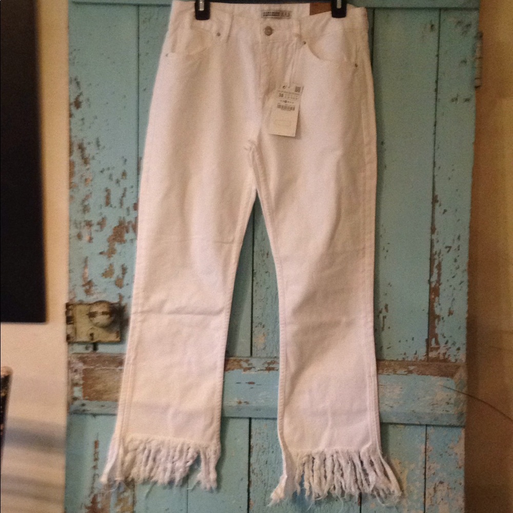Zara white denim with fringe Size 6/38